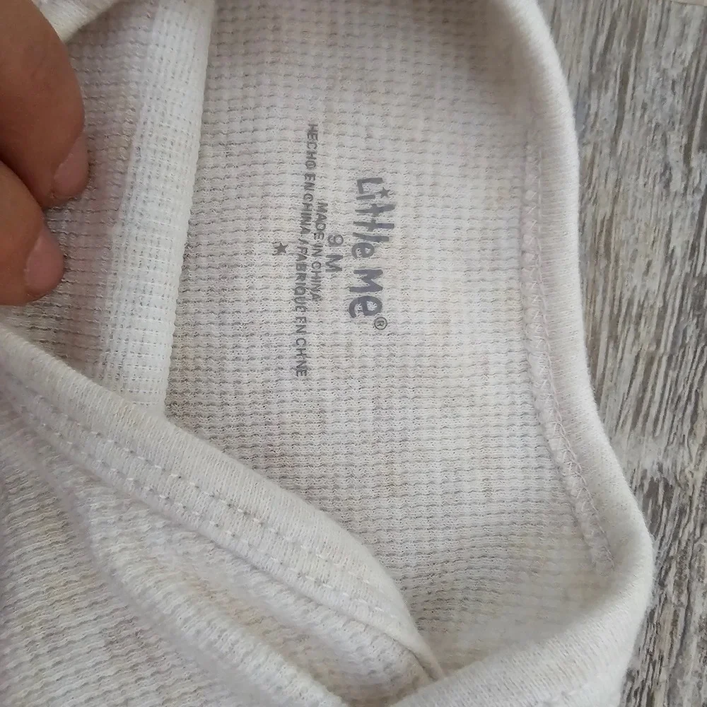 Little Me Baby 9M Waffle Knit Long Sleeve Bear Bodysuit Oatmeal‎ Heather